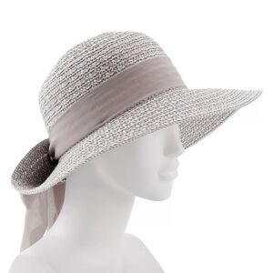 New Ribbon Band Raffia Straw Wide Floppy Brim Swinger Hat By Nine West